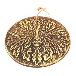 Round Green Man Ceramic Plaque